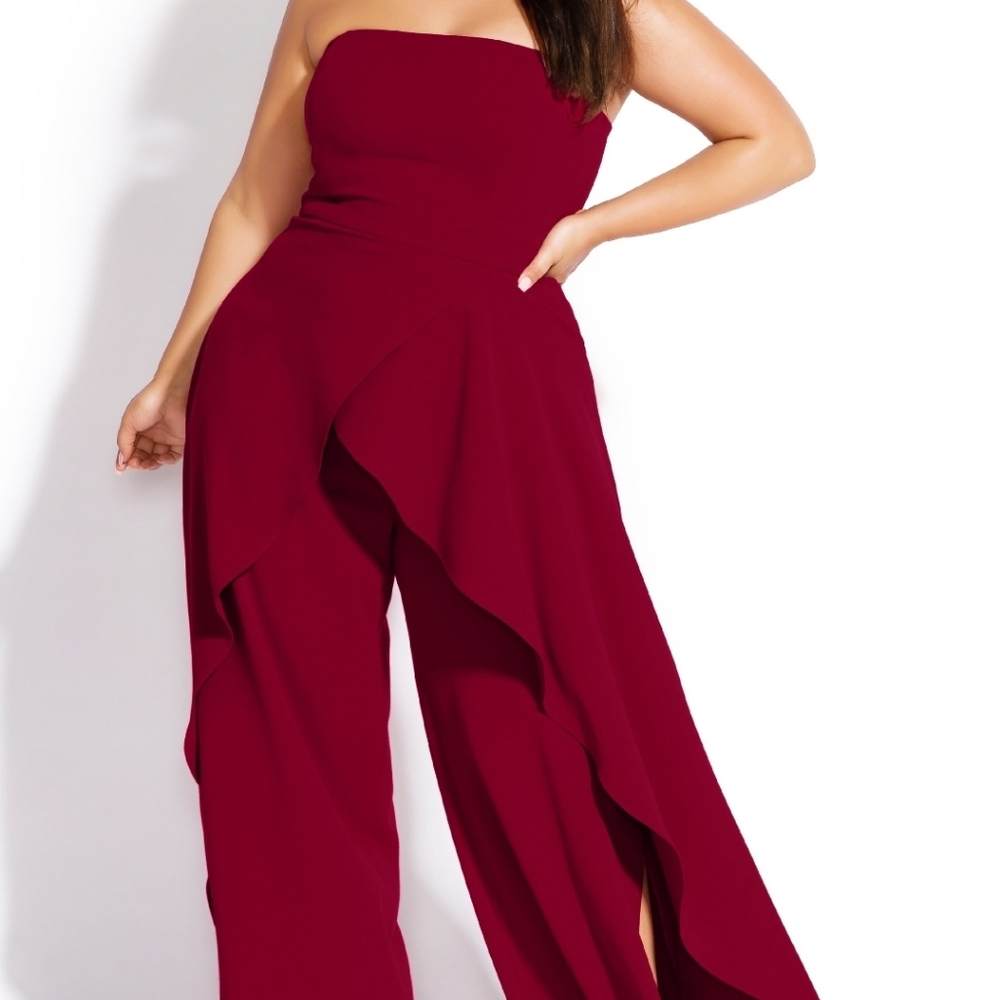 City Chic Jumpsuit Attraction in Currant
